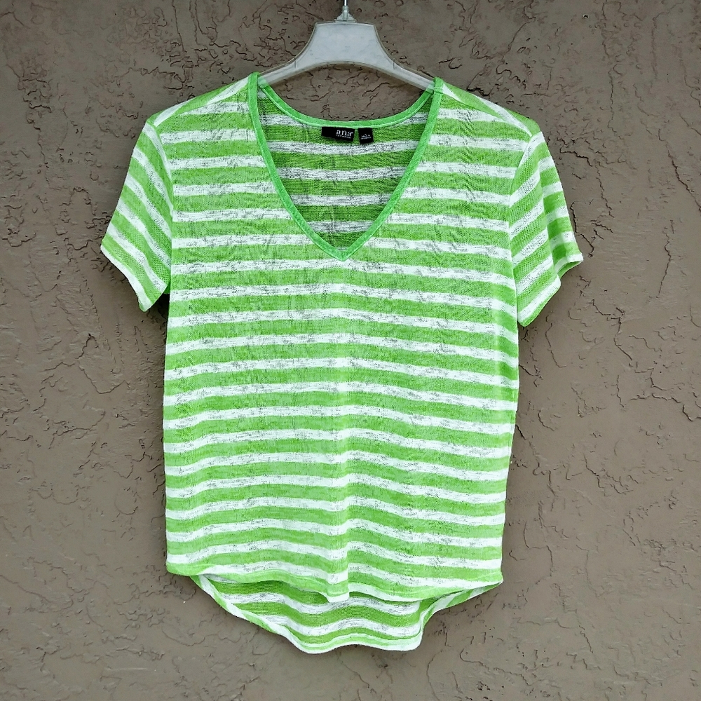 A.N.A. - LADIES SHORT SLEEVE TEE V-NECK STRIPED